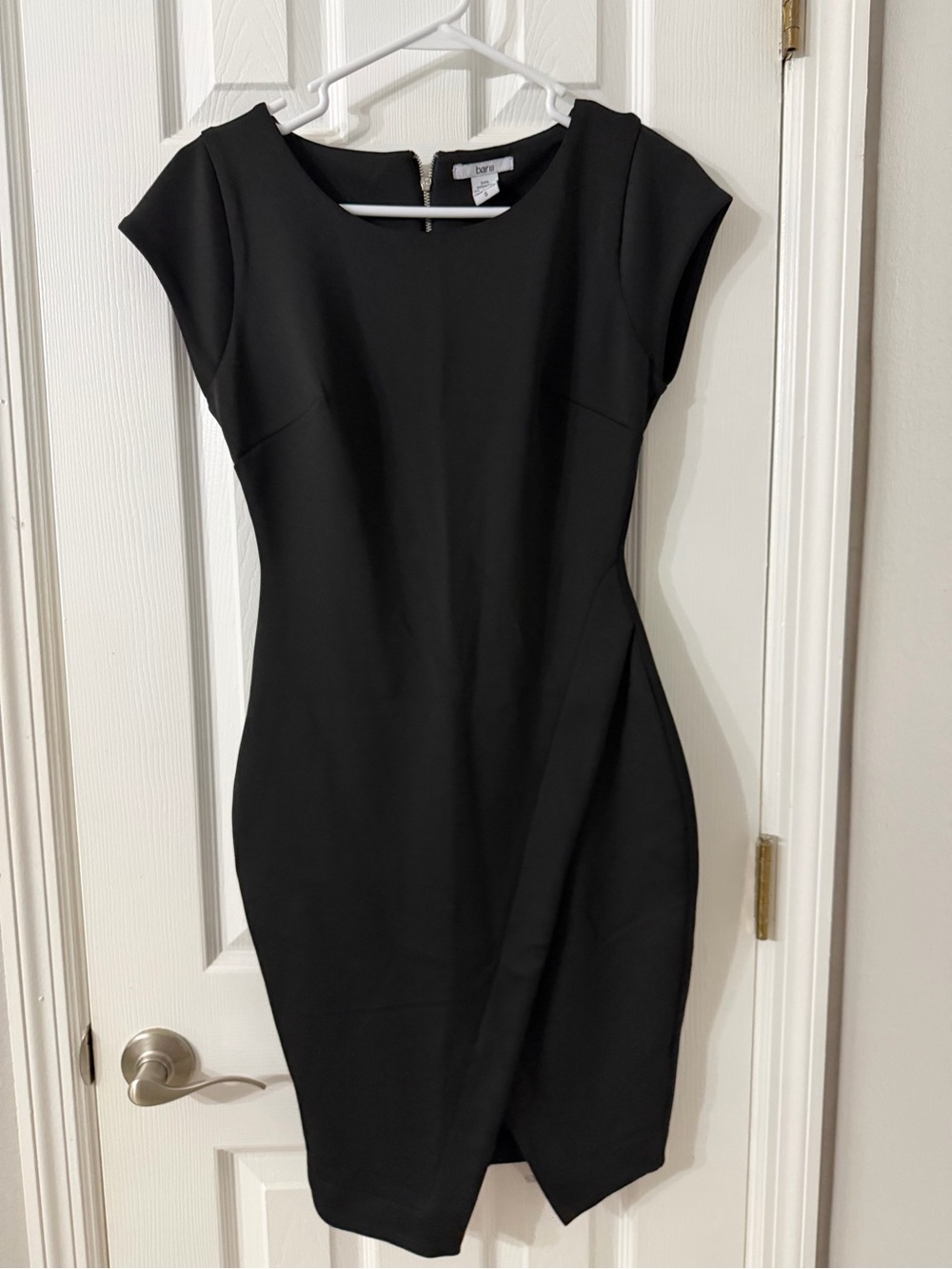 Bar III Black Cap Sleeve Midi Sheath Dress